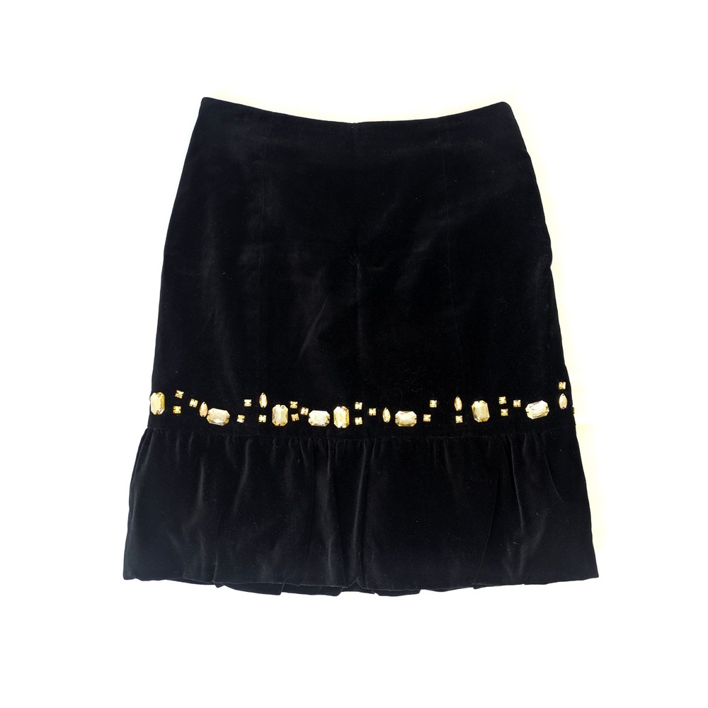 Platinum Design Collection Black Velvet Jeweled Mini Skirt Size 10 Holiday